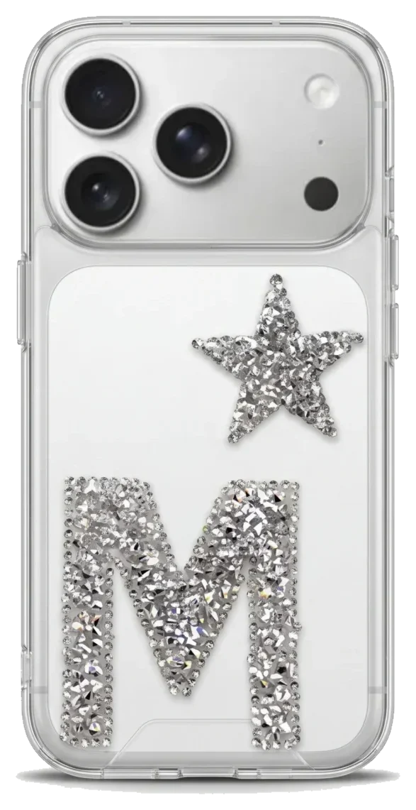 Funda Bright Astro con estrella y la letra M de cristales